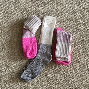 NEW Express American Eagle Crew Socks Long Color Block Knitted Bundle 3 Count